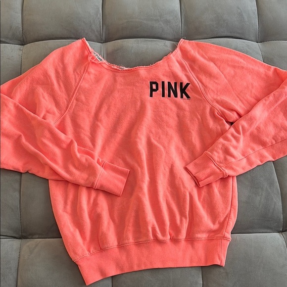 PINK off the Shoulder Coral Sweatshirt size XS - Picture 1 of 5